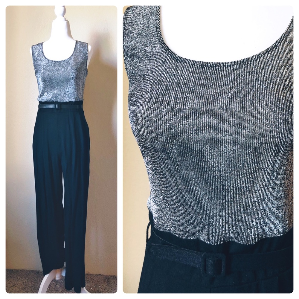 Vintage silver and black metallic jumpsuit